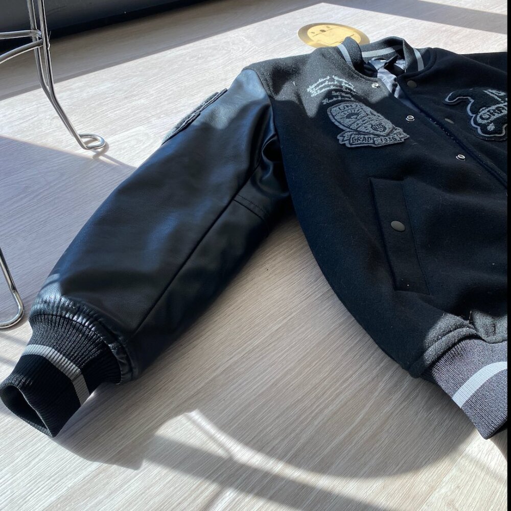 Oversized Black Varsity Jacket - image 2